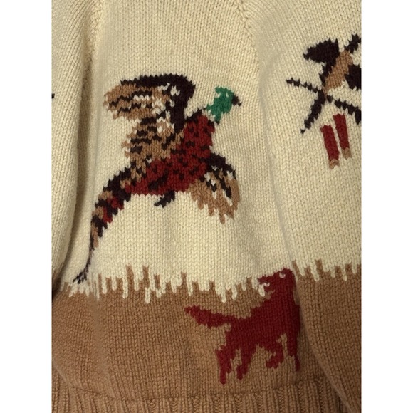 Vintage 50s Handmade Pheasant Hunting Chunky Knit Wool Cowichan Sweater - Picture 3 of 7